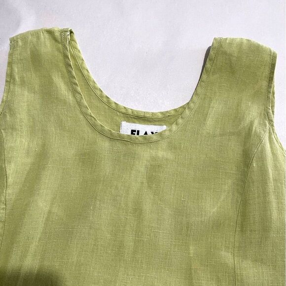 Flax 100% linen maxi dress casual summer classic summer vacation green Women S - Picture 7 of 8